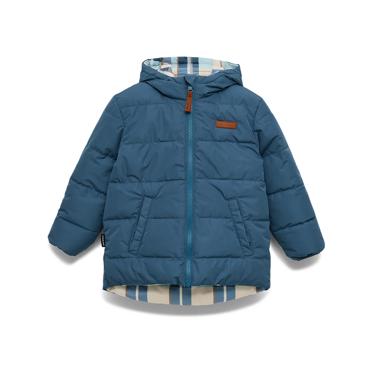 REVERSIBLE ECO-PUFFER Blue Plaid